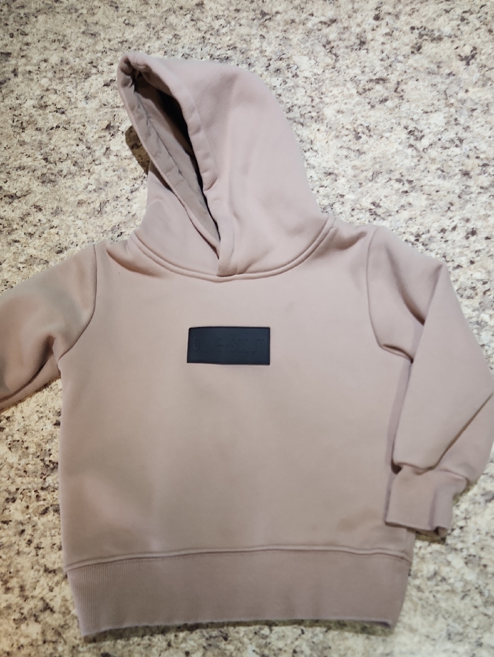 Olive + Scout Neutral Beige Pullover Hoodie with Logo Patch